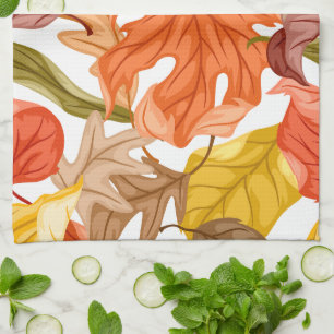 Fall Leaves Autumn Colourful Seasonal Botanical Tea Towel