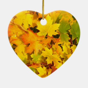 Fall Leaves Autumn Colours Leaf Design Ceramic Ornament