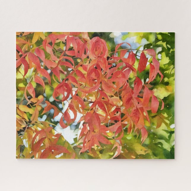 Fall Leaves Autumn Colours Tree Art Puzzle (Horizontal)