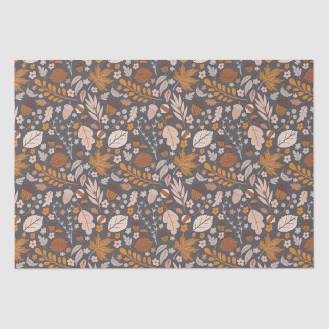 Fall Leaves, Autumn night's seamless pattern  Tissue Paper (Front)