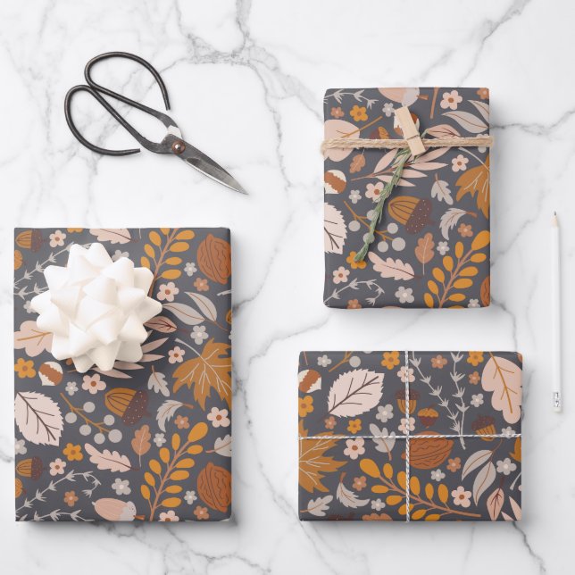 Fall Leaves, Autumn night's seamless pattern  Wrapping Paper Sheet (Front)