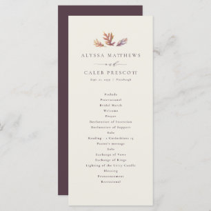 Fall leaves autumn plum wedding program