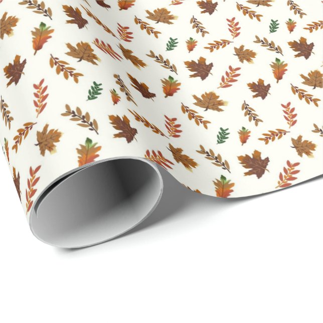 Fall Leaves, Autumn Print Wrapping Paper (Roll Corner)