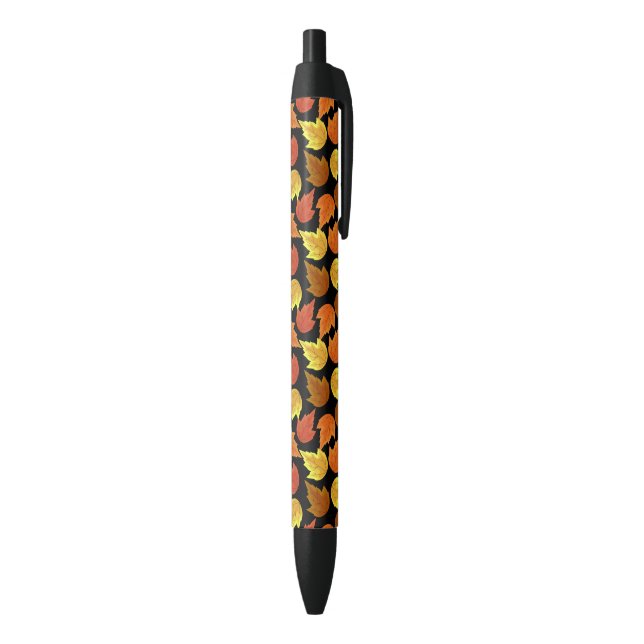 Fall Leaves Autumn Season Thanksgiving Halloween Black Ink Pen (Bottom (Vertical))