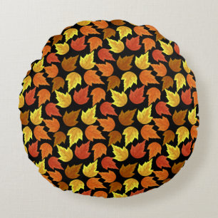 Fall Leaves Autumn Season Thanksgiving Halloween Round Cushion