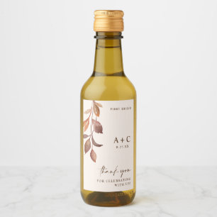Fall Leaves Autumn Wedding Bridal Shower  Wine Label