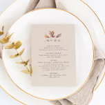 Fall leaves autumn wedding reception menu<br><div class="desc">Designed to coordinate with the Lea Delaveris Design fall leaves autumn wedding collection, this wedding reception menu features an elegant modern script "meanu" along with three beautiful watercolor-style fall leaves. The text is customisable, allowing you to list all the meal offerings. The colours are festive shades of burnt orange, off-white...</div>