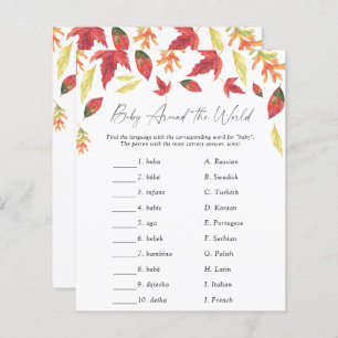 Fall leaves baby shower Baby around the world