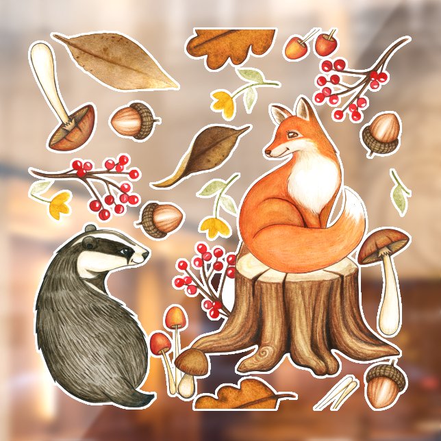 Fall Leaves Badger & Fox  (Sheet 2)