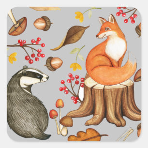 Fall Leaves Badger & Fox  Square Sticker