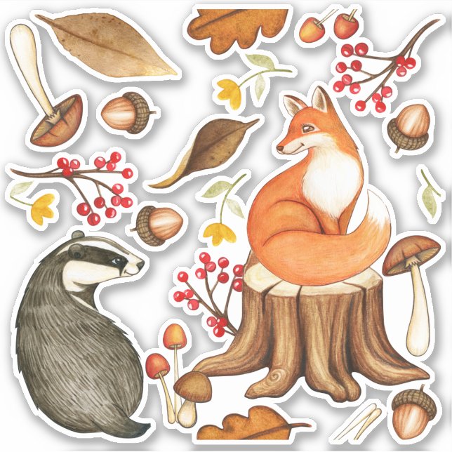 Fall Leaves Badger & Fox Vinyl Decal (Front)