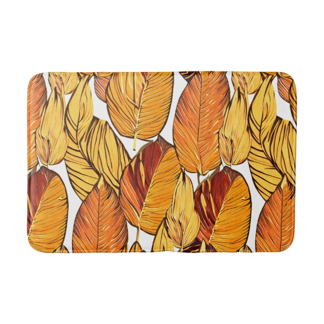 Fall leaves boho  bath mat (Front)