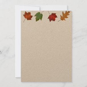 Fall Leaves Border Kraft Paper Blank Invitations