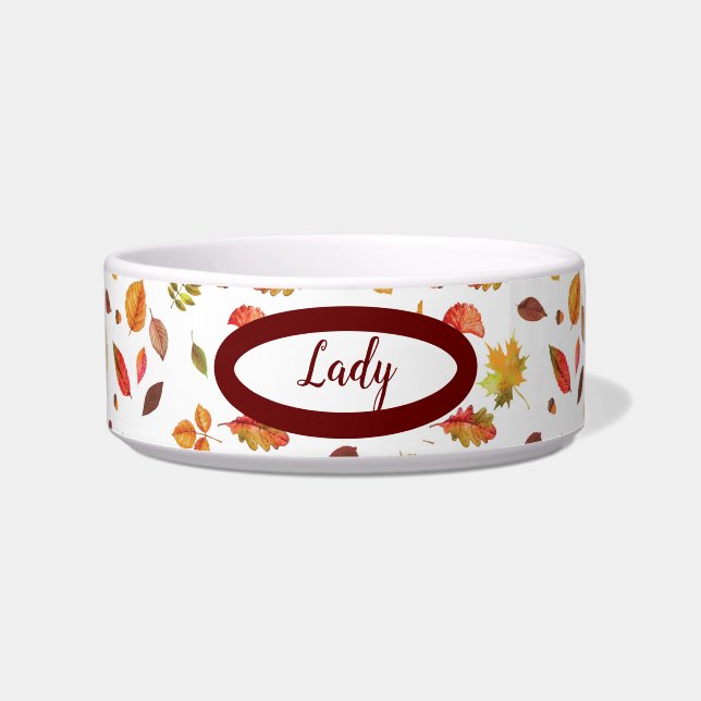 Fall Leaves Bow for Your Furry Friend Bowl (Front)