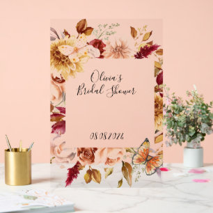 FALL LEAVES BRIDAL SHOWER ACRYLIC SIGN