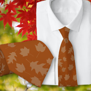 Fall Leaves Brown Pattern Tie