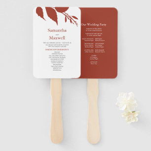 Fall Leaves Burnt Orange Wedding Hand Fan