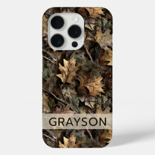 Fall Leaves Camouflage Personalized iPhone 15 Pro Case