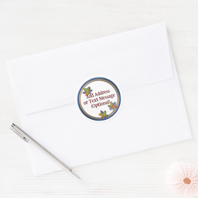 Fall Leaves Circle Classic Round Sticker (Envelope)