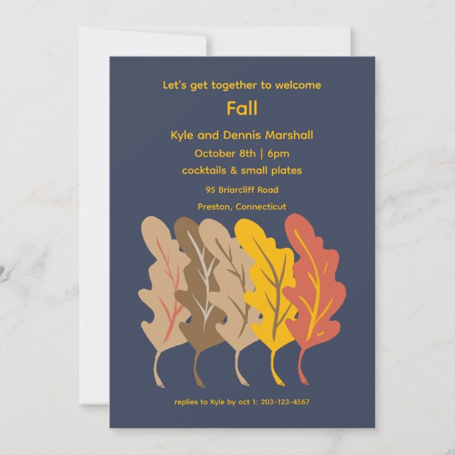 Fall Leaves Cocktail Party Invitation (Front)