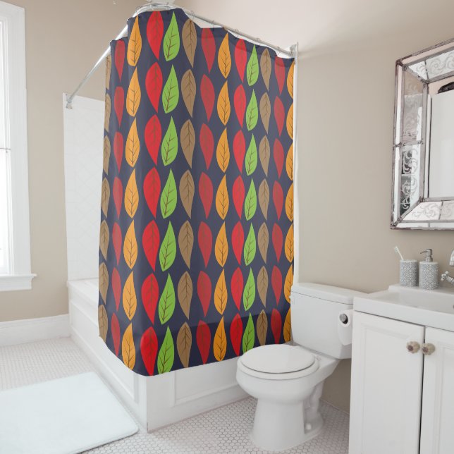 Fall Leaves Colourful Autumn Pattern Shower Curtain (In Situ)
