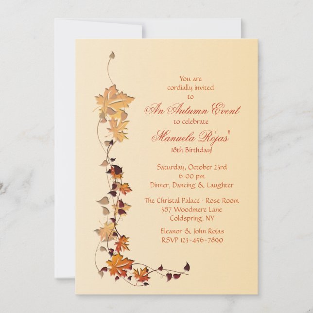 Fall Leaves Corner Invitation (Front)