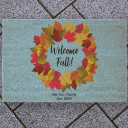 Fall leaves custom family name welcome