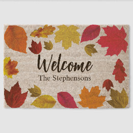 Fall leaves custom family name welcome
