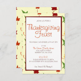 Fall Leaves:  Customised Thanksgiving Invitation