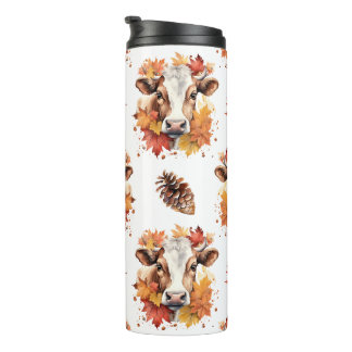 Fall Leaves Dairy Cow Thermal Tumbler