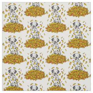 Fall Leaves Dalmatian (black 1) Dog Playing Cute Fabric