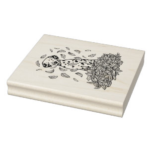 Fall Leaves Dalmatian (black 1) Dog Playing Cute Rubber Stamp