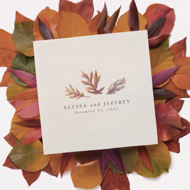 Fall leaves elegant wedding rehearsal dinner napkin (Creator Uploaded)