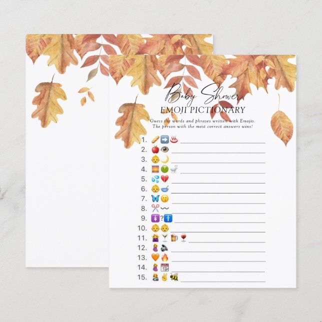 Fall leaves \ Emoji pictionary game (Front/Back)