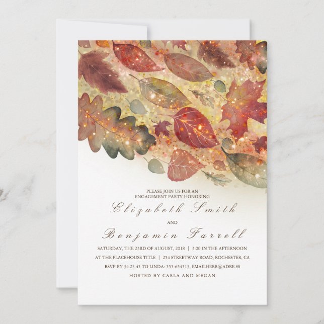 Fall Leaves Engagement Party Invitation (Front)