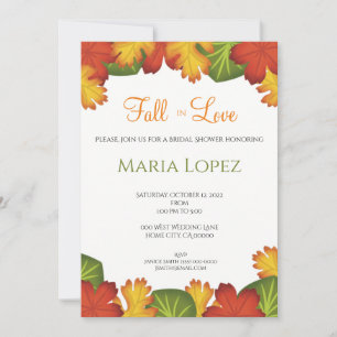 Fall Leaves Fall in Love Bridal Shower Invitation
