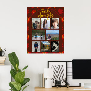 Fall Leaves Family Photo Collage Poster