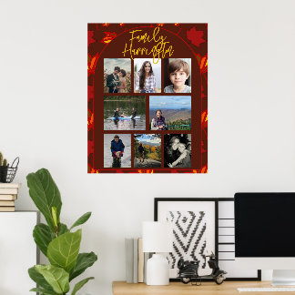Fall Leaves Family Photo Collage Poster