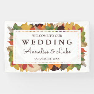 Fall Leaves & Feathers   Welcome to Our Wedding Banner