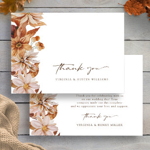 Fall Leaves Floral Wedding Thank You Card