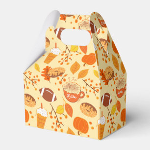 Fall Leaves Football and Pumpkin Spice Pattern Favour Box
