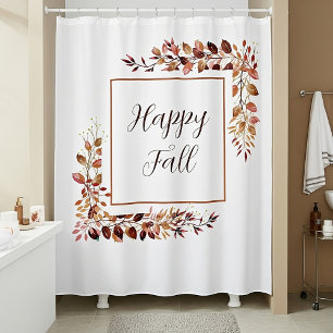 Fall leaves frame with customisable text  shower curtain