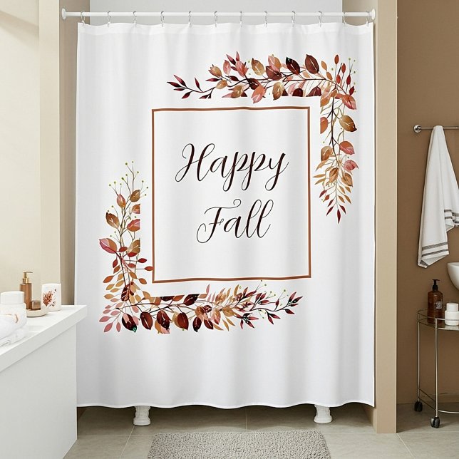Fall leaves frame with customisable text  shower curtain (Creator Uploaded)