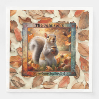 Fall Leaves Funny Squirrel Paper Napkin