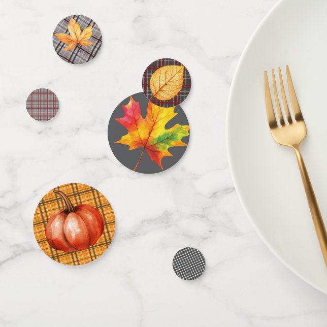 Fall Leaves & Gingham Confetti (Group)