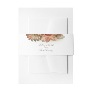 Fall Leaves Glitter Wedding Invitation Belly Band