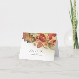 Fall Leaves Glitter Wedding Thank You Card
