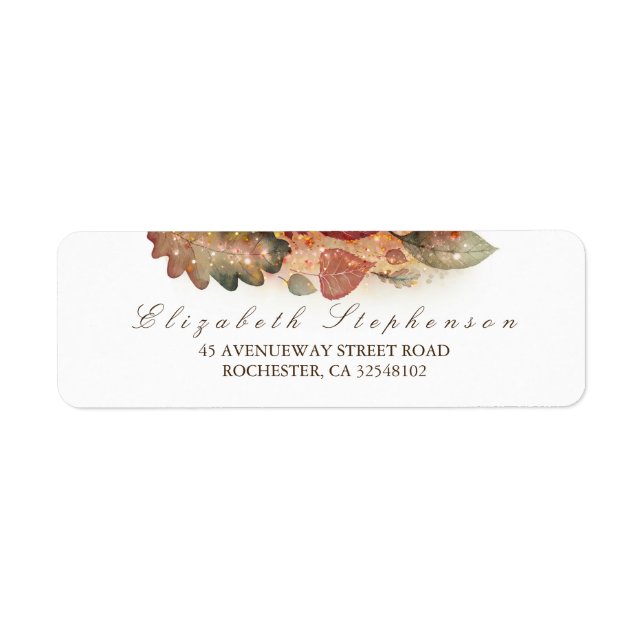 Fall Leaves Glitter White Return Address Label (Front)