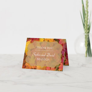 Fall Leaves Gold Foil Wedding THANK YOU Card