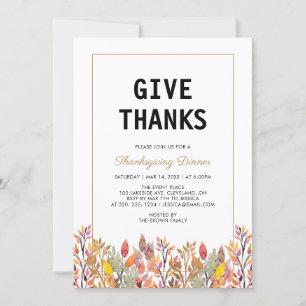 Fall Leaves & Gold Thanksgiving Friendsgiving Invitation